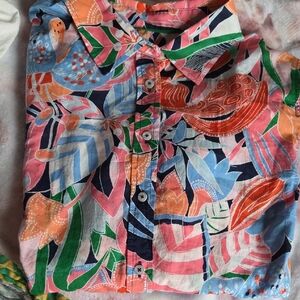 Talbots Pink and Blue Floral Shirt